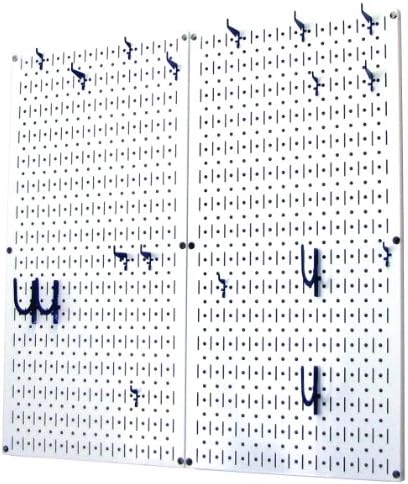 Wall Control Kitchen Pegboard Organizer Pots and Pans Storage Rack Organization Kit with White Pegboard and Blue Accessories - Image 2
