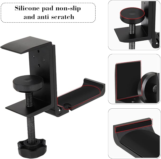 Headphone Holder Under Desk Hook with Cable Organizer, Foldable Aluminum Headset Mount, Space-Saving Hanger for Most Headphones - Image 3