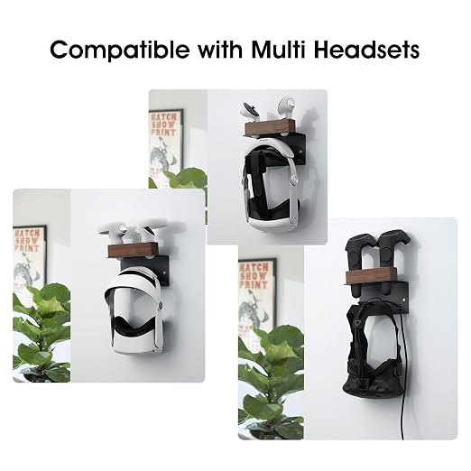 NIRVASH VR Wall Mount Storage Stand Holder Hook for Meta/Oculus Quest 3S/3/2/Pro/Rift-S/Valve Index/PS5 VR2/HTC Vive, Premium VR Headset Wall Hanger - Image 3