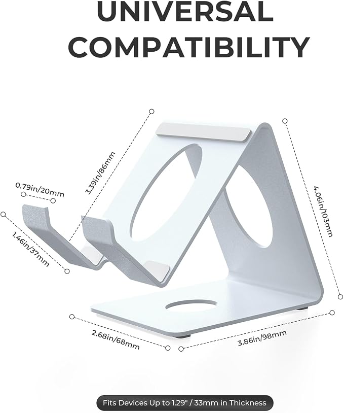 Desktop Stand Base for ROG Xbox Ally/ROG Xbox Ally X/Switch 2/for Steam Deck/Legion Go, Metal Tablet Bracket Non-Slip Holder Desk Storage Rack Support (White) - Image 9