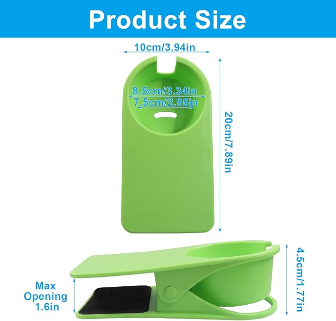 Hordion 2PCS Drinking Cup Holder Clip, Desk Drink Holder Clip Green - Image 2