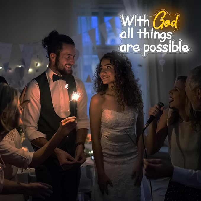 With God All Things Are Possible Neon Sign God Neon Lights for Wall Decor Light Up Religious Scripture Christian Bible Verses Sign Bibical Neon Wall Art - Image 6