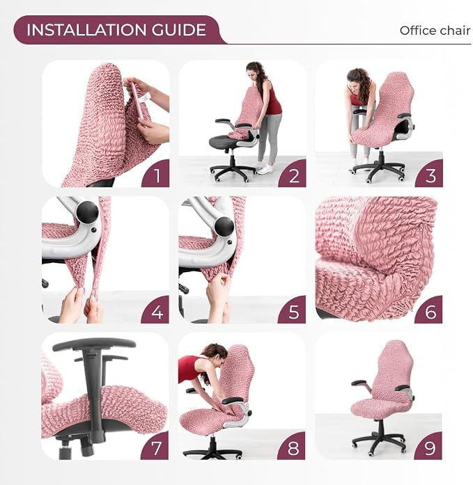 PAULATO BY GA.I.CO. Stretch Office & Gaming Chair Cover – Breathable Desk Computer Armchair Slipcover with Zipper – Bi-Elastic Stretchable Protector Machine Washable – Dark Grey (Office Chair) - Image 9
