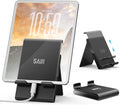 SAIJI Adjustable Tablet Stand Holder Portable Foldable Desktop Stand Dock Compatible for iPad, iPhone, Nintendo Switch, Samsung Galaxy and Kindle Fire Tablets – Black by SAIJI