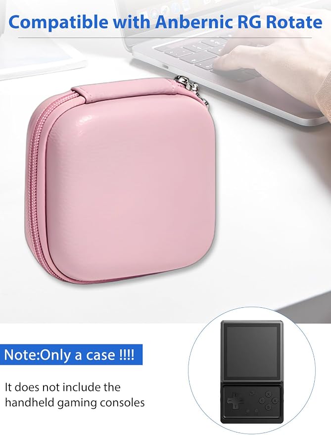 for Anbernic RG Rotate EVA Carrying Case, Hard Shell Travel Pouch with Soft Mesh Pocket, Shockproof Protective Bag with Lanyard – Portable for Console & Accessories (Pink) - Image 3
