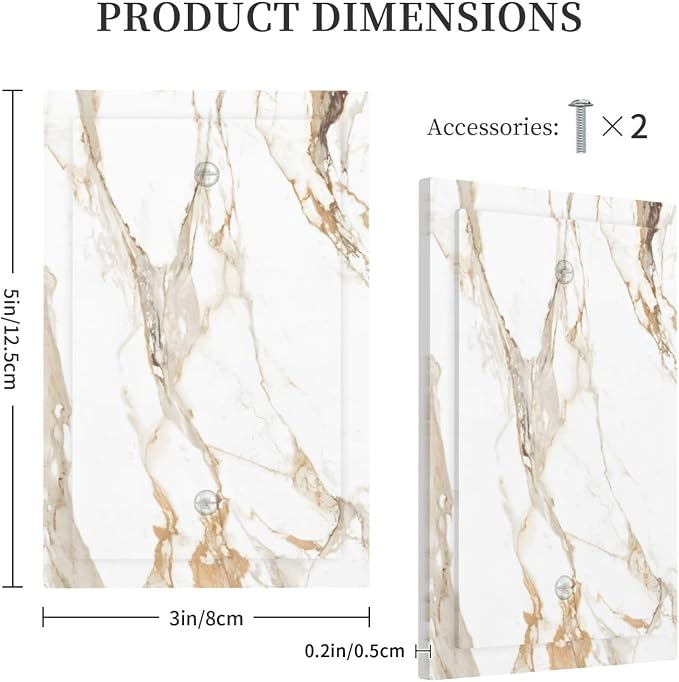Decorative Light Switch Cover Plate Abstract Luxury White Gold Marble 1 Gang No Device Single Blank Outlet Covers Wall Plate Switchplate Covers Dimmer Faceplate for Bedroom Decor - Image 5