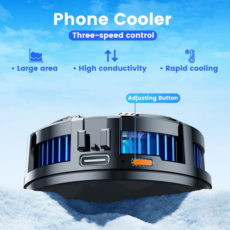 Phone Cooler, LOCZAR Magnetic Fan Small USB Fan for Gaming with Removable Grip, Semiconductor Cooling RGB Cellphone Radiator for Cell iPhone Ipad Ps5 Gamer Influencer Tiktok Live Streaming - Image 4