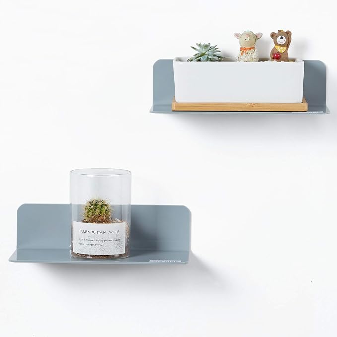 OAPRIRE Acrylic Floating Wall Shelves Gray, No Drill, 9 Inch 2 Pack by OAPRIRE