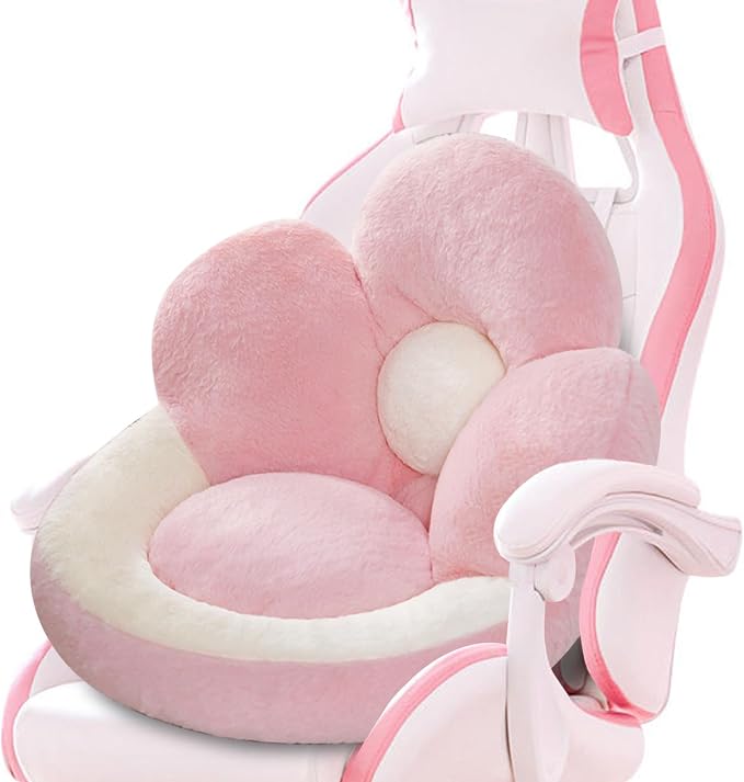 Sexysamba Cute Flower Gaming Chair Cushion with Backrest Non-Slip Tie, Comfy Kawaii Computer Chair Pad for Gamer Chair Seat Cushion Armchair Pillow Office Desk Home Decor,23",Pink Flower by Sexysamba