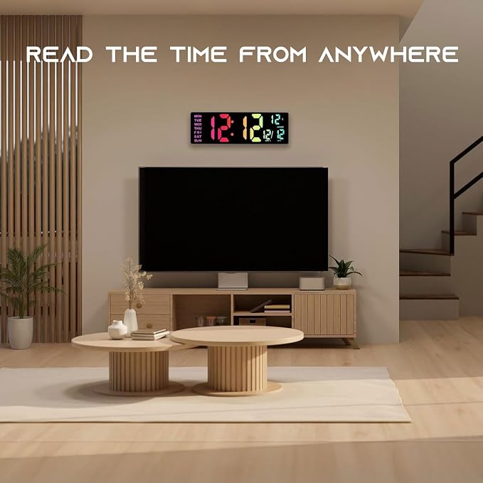 EASYERA 16.5" Large Digital Wall Clock with BT Sync,11 RGB Lights - Image 7
