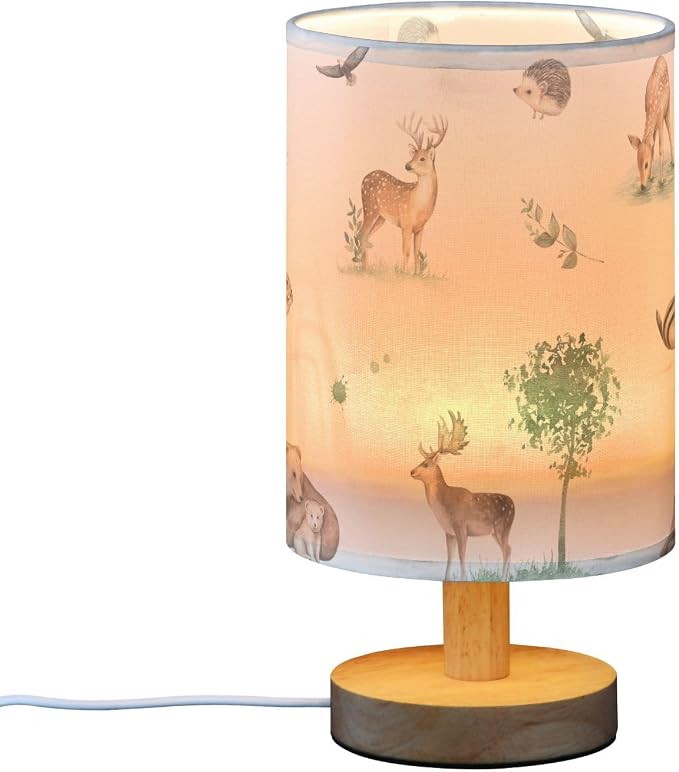 Bedside Table Lamp Woodland Animals Nightstand Lamp with Wood Forest Deer Bear Chipmunk Hedgehog Desk Lamps for Bedroom Living Room Nursery Office Home Decor - Image 2