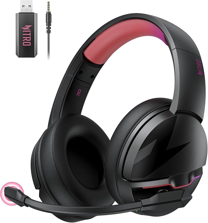 Acer Wireless Gaming Headset, PS5 Headset with 2.4GHz for Ps5, Ps4, PC, Switch, Bluetooth 5.3 + 100Hrs Gaming Headphones with Noise Canceling Mic for Laptop, Mobile, Mac, 50mm Drivers (Blackpink) by Unknown
