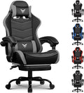 GTPLAYER Gaming Chair with Footrest, Video Game Chairs Racing Style PC Game Chairs 350lbs for Adults - Padded High Back Ergonomic Reclining Silla Gamer, Linkage Armrest, Grey by GTPLAYER