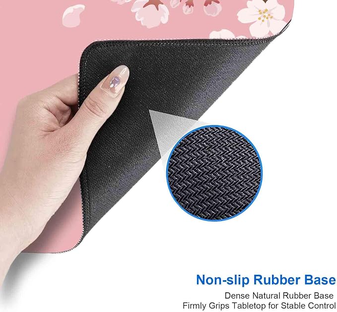 IMAYONDIA Pink Japanese Desk Mat, Cherry Blossom Large Gaming Mouse Pad, Non-Slip Rubber Base Mousepad for Women, Desk Pad for Work, Game, Office, 31.5x11.8 Inch- Sakura Flowers Aesthetic - Image 5