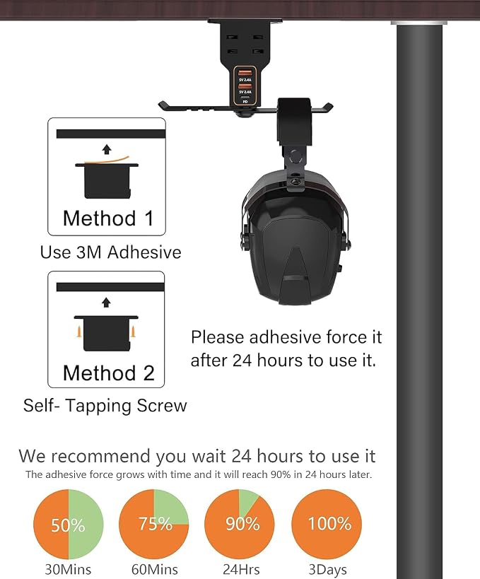 Multi-Function Desk Headphone Hanger Hook Gaming Office - Image 5