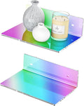 Sezanrpt 9 Inches Iridescent Floating Shelves Acrylic, White Wall Shelves for Living Room Décor, Bedroom, Bathroom, Kitchen, Dining Room, Brand Store, Retails, Gaming Room, 2 Pack by Sezanrpt