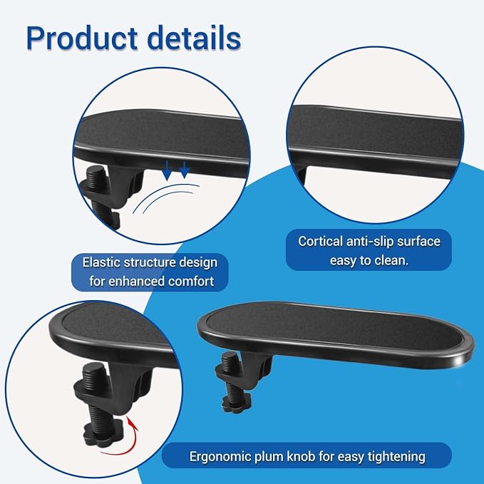 Arm Rest for Desk,Rotating Adjustable Computer Desk Armrest Extender Tray,Ergonomic Elbow Support Relieve Stress,Eliminate Pain,Reduce Office Occupational Chronic - Image 5