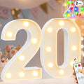Pooqla 20th Birthday Decoration for Her Him, Decorative LED Light Up Numbers, Marquee Numbers 20 Sign for Party Backdrop 20th Wedding Anniversary Decor Gift, Warm White and Colorful Number 20 by Pooqla
