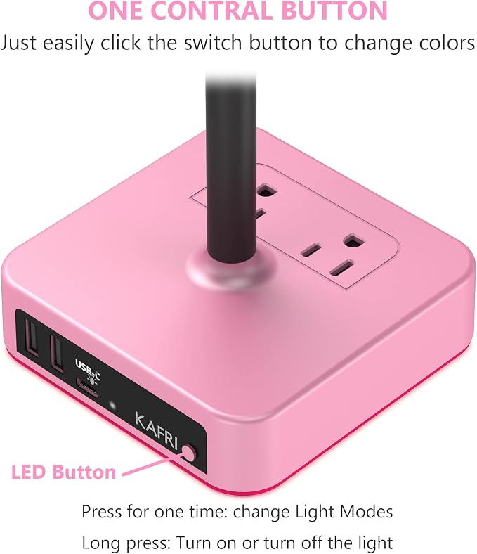 KAFRI RGB Headphone Stand with USB Charger Desk Gaming Headset Holder Hanger Rack with 3 USB Charging Port and 2 Outlet - Suitable for Gamer Desktop Table Game Earphone Accessories Girlfriend Gift - Image 5