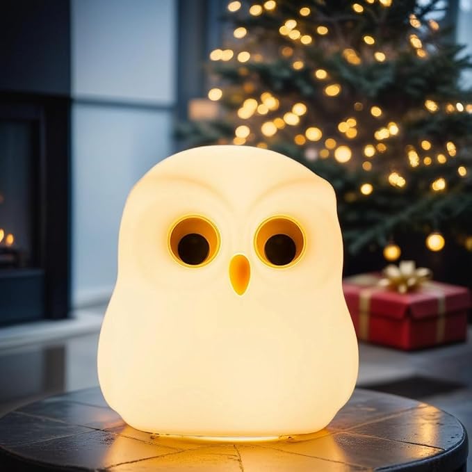 Cute Owl Kids Night Light,USB Rechargeable Cute Animal Lamps,Creative Feeding Light at Night LED Color Changing Soft Silicone Lamp Christmas Bedside Lamp Kawaii Children Room Desk Decor Birthday Gifts by HPYDIY