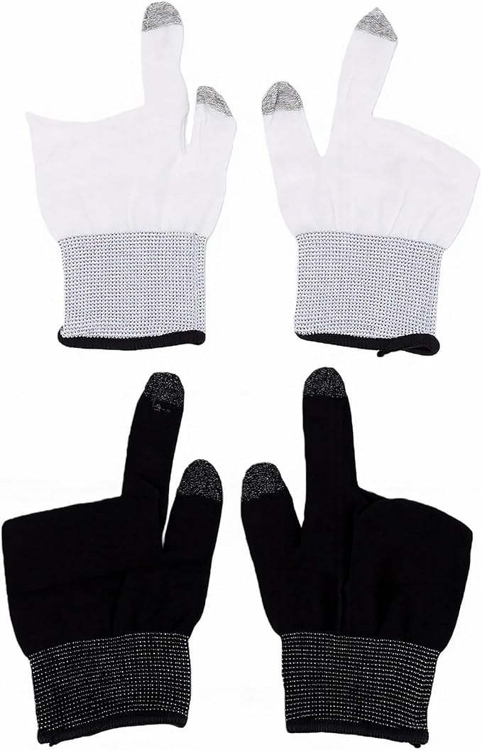 Mobile Gaming Finger Sleeves High Sensitive | Seamless Touchscreen Gloves for Players 2 Pairs Black White (Black White) - Image 6