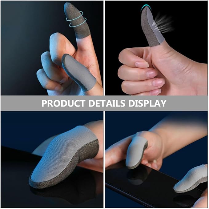 jojofuny 2 Pairs Breathable Silver Fiber Gaming Finger Sleeve with Anti-Sweat and Portable Features, Finger Covers for Gaming, for Playing Games, Set - Image 4