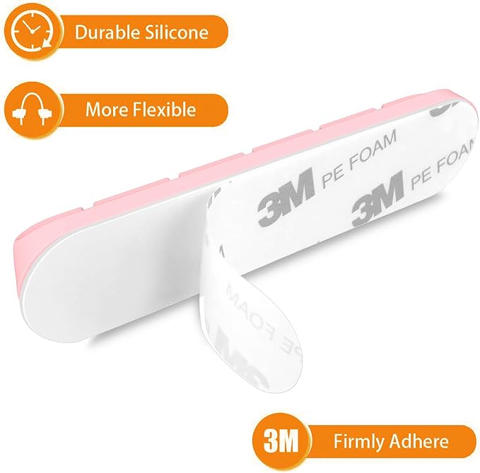 TviewSmart Cord Organizer for Desk, 5 Pack Cord Holders, Cable Clips, Pink - Image 4
