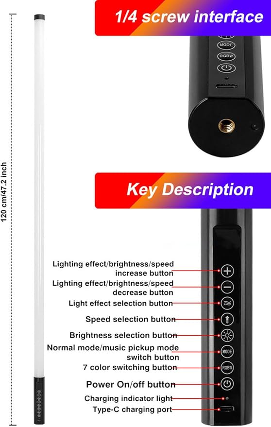 6Pack 4ft Portable 5000mAh Battery Powered RGB Tube Light with Case Handheld Color Neon Lights Bar Stand for LED Video Studio Light Stick Photography DJ Dance Party Stage Photo Booth Lighting - Image 6