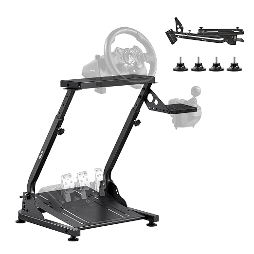 VEVOR Racing Wheel Stand, Adjustable & Foldable Simulator Stand for Logitech G29 G27 G920 G923, Thrustmaster T300RS T300GT T248 TS-PC TSXW Gaming Cockpit,Pedals Simulator NOT Included - Image 9