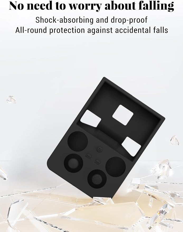for ANBERNIC RG 477V Retro Handheld Game Protective case,Soft Silicone Shock-Absorbing Design,Waterproof and Portable,Includes 4 Button caps for rg477v, Black - Image 2