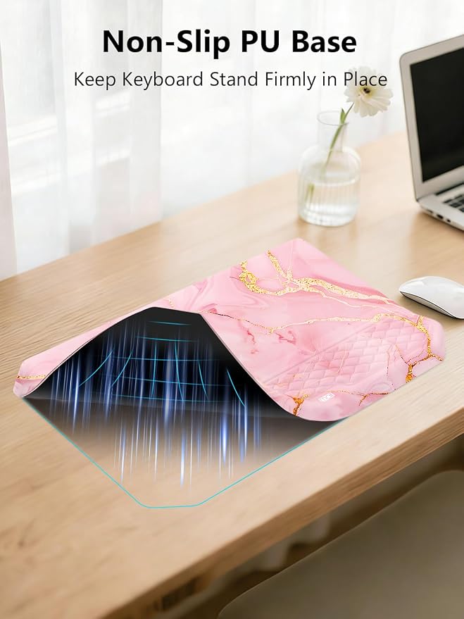 2-in-1 Ergonomic Keyboard Stand with Wrist Rest, Pink Marble - Image 5