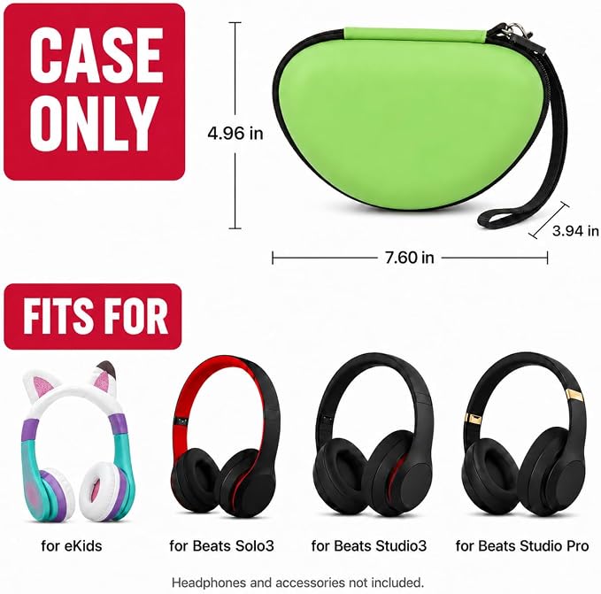 ANKHOH Kids Headphone Case for eKids, for Beats Solo4 Headphones, Green - Image 2