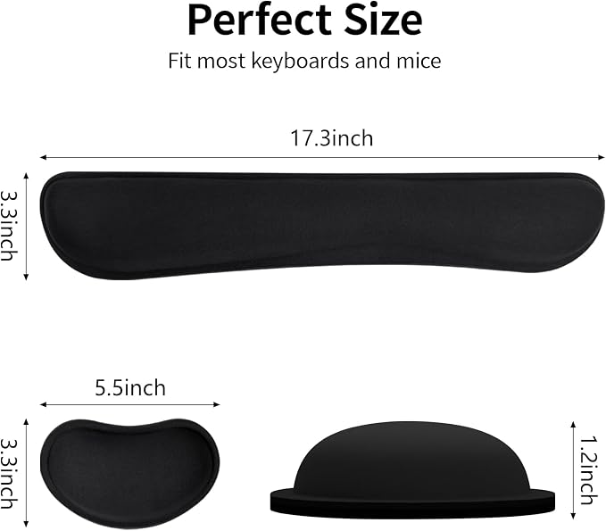 Bloss 2 Black Wrist Rest for Mouse & Keyboard, Ergonomic Wrist Support - Image 7