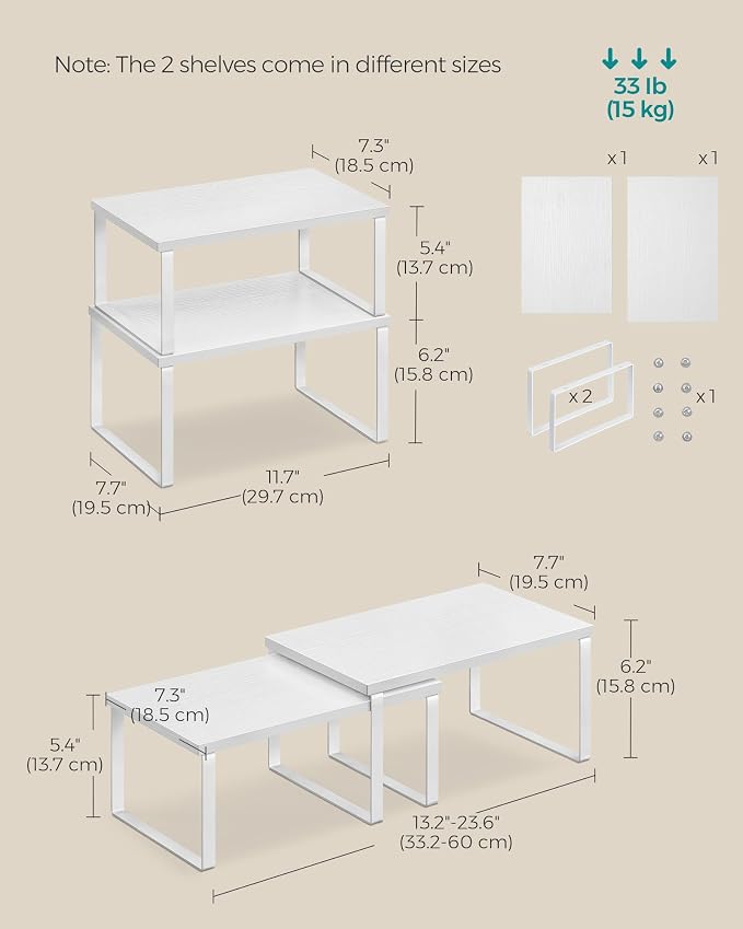 SONGMICS Cabinet Organizer Shelf, Set of 2 Spice Rack, Kitchen Storage - Image 5