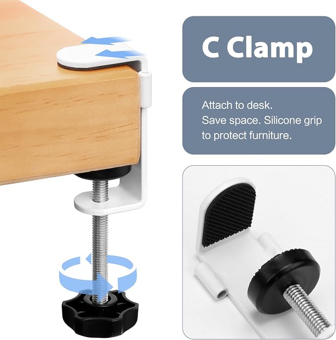 Under Desk Cup Holder, Clamp on Cup Holder Clip Desk Organizer Phone Stand - Image 5