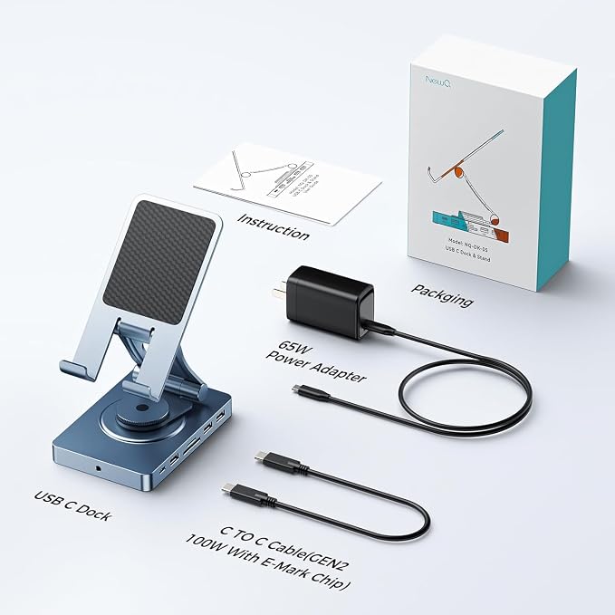 NEWQ Versatile USB C Docking Station for iPad (USB-C), 11-in-1 with SD TF 4.0 Reader, 4K@60Hz HDMI, RJ45, Audio, Type-A, Type-C, Also for Tablet, Steam Deck, ROG Ally, Legion Go, with 65W Adapter - Image 7