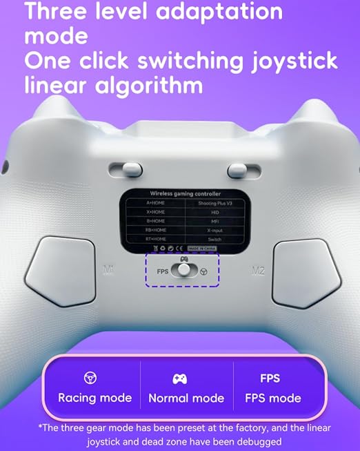 COOBILE Wireless Gaming Controller, Bluetooth Gamepad with Hall Joystick, hall trigger, Macro Back Key, no blind zones, support six-axis somatosensory,for iOS, Android, PC, Switch, Steam (white) - Image 6