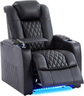 comfiroom Top-Grain Leather Home Theater Seating, Dual-Motor Power Recliner by comfiroom