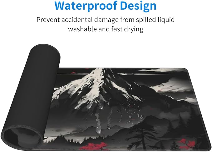 Extended Gaming Mouse Pad, Large Desk Mat XL Anime Mouse Pad Waterproof with Stitched Edges, Non-Slip Desktop Pad for Home and Office, Level Up Your 31.5x11.8 Inch (Snow Mountain) - Image 3