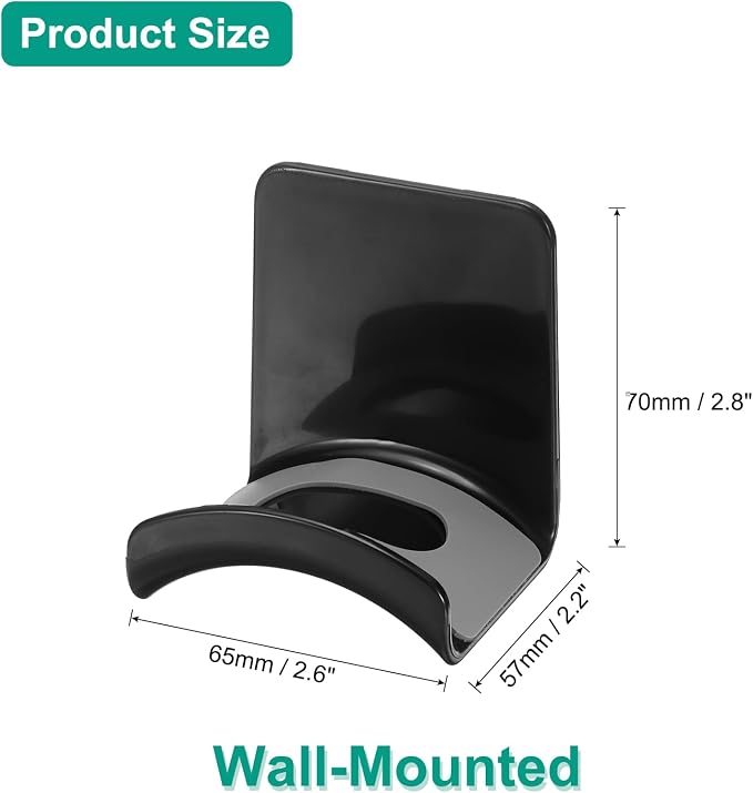 uxcell Headphone Stand, 2 Pcs ABS Headset Holder Adhesive Headphone Holder Hook Mount Headphone Hanger Hook Under Desk for Gaming Headphones Earphones Cables, Black(Wall-Mounted) - Image 2