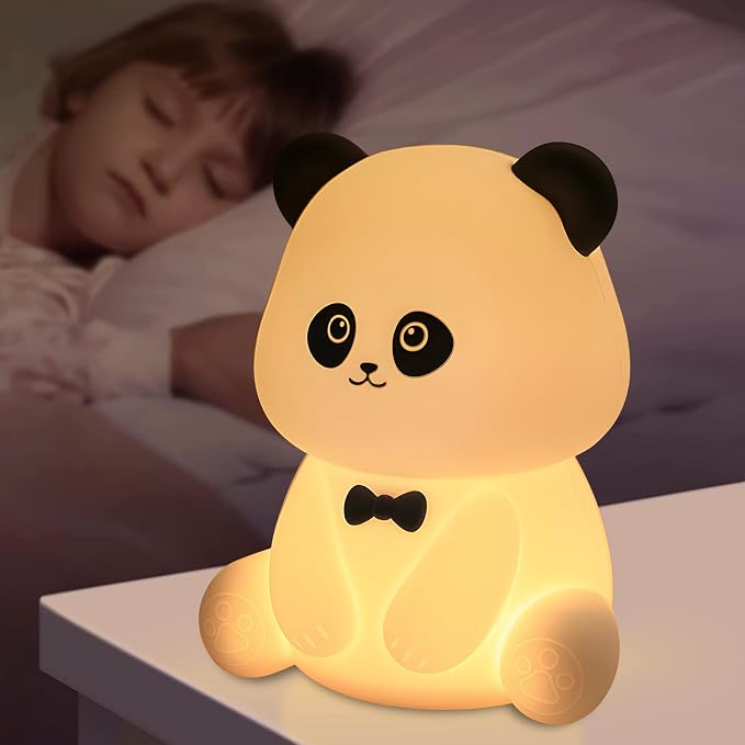 Cute Panda Night Light, Squishy Animal Nightlamp, Rechargeable Dimmable Nursery Soft Silicone Table Bedroom Lamp Portable Adjustable Lighting Bedside Gift - Image 7