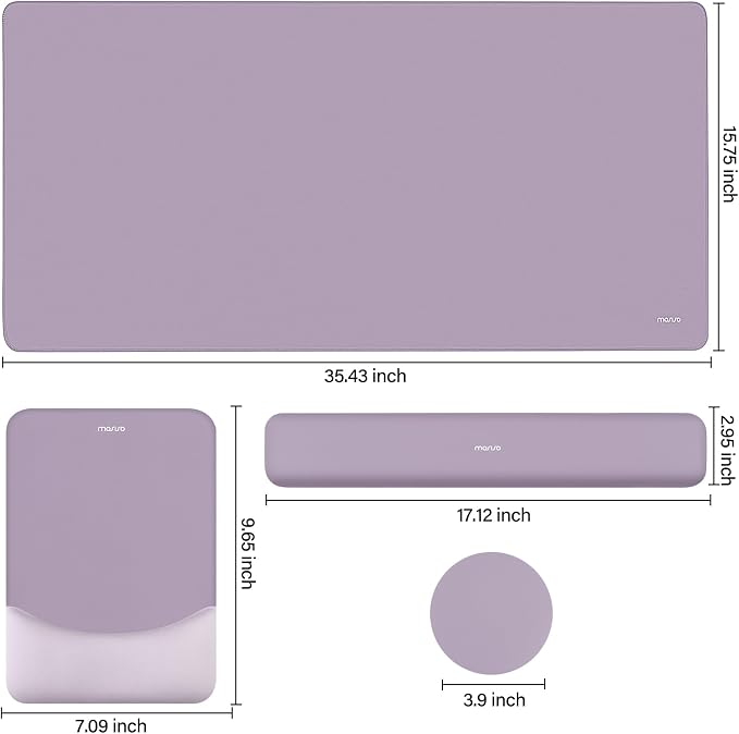 MOSISO Keyboard Mouse Pad Set, Large Gaming Mouse Pad&Keyboard Wrist Rest | Rectangular Mousepad with Wrist Rest&Coaster, Ergonomic Non-Slip&Easy Typing Pad with Curved Silicone Lining, Purple - Image 7