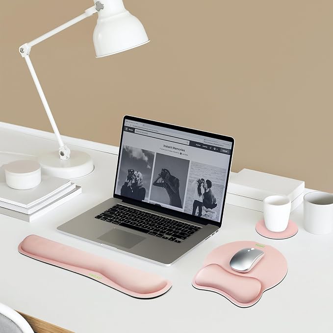 VAGAU Premium Keyboard Wrist Rest and Mouse Pad Wrist Support Pink | Ergonomic Memory Foam Set for Office, Laptop, Mac, Computer and Gaming,Comfortable Typing &Wrist Pain Relief - Image 2
