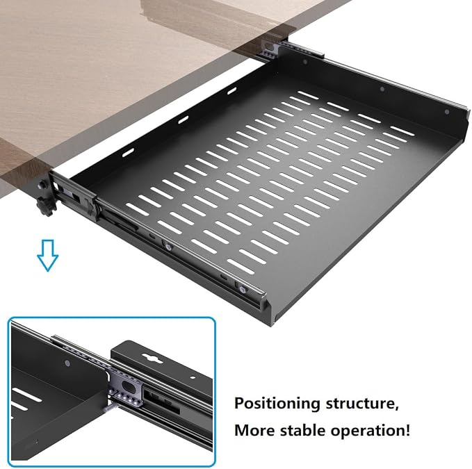 Sliding Under Desk Laptop Mount Shelf with Air Vents, 16" W - Image 3