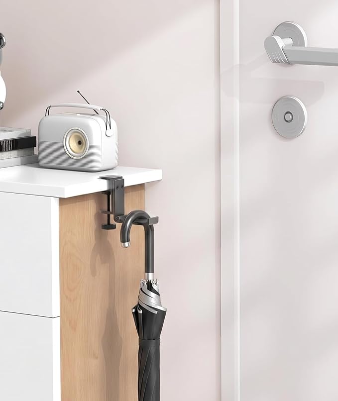 Kimiangel Headphone Stand Under Desk, Foldable Aluminum Headset Holder with Adjustable Screw Clamp, Headphone Hook Mount for Gaming Accessories, Space-Saving Under Table Headset Hanger - Image 6