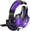 BENGOO G9000 Stereo Gaming Headset for PS5, PS4, PC, Xbox One Controller, Noise Cancelling Over Ear Headphones with Mic, LED Light, Bass Surround, Soft Memory Earmuffs - Purple by BENGOO