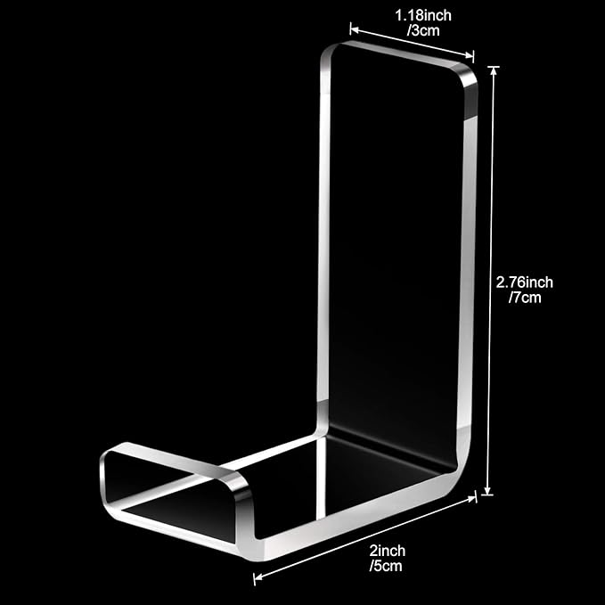 Weewooday 4 Pieces Headphone Hanger Headset Stand Holder, Clear | Adhesive Wall Mount Holder for Gaming Desk, Non-Slip Pad Design, Space Saving Earphone Hanger, Earmuff Compatible Hook - Image 2
