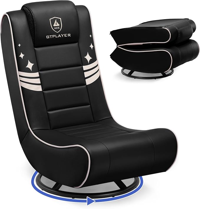 GTPLAYER Floor Gaming Chair Foldable Swivel Floor Chairs for Kids Boys Comfy Video Game Seat with 360° Multipurpose for Gamers, Bedroom or Game Room (Gold) by GTPLAYER