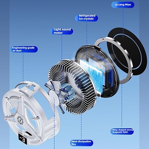 Protable Mobile Phone Cooler, Three-Speed Magnetic Cellphone Radiator with Temperature Display&Light, Rechargeable Phone Cooling Fan with Semi-Conductor Cooling Chip for Mobile Gaming Live Streaming - Image 8