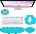 Sushret Cloud Wrist Rest for Computer Keyboard and Mouse Pad Set,Scuba Blue | Memory Foam, Leather, 4-in-1 Cloud Keyboard Wrist Rest Set with Ergonomic Support for Arm and Palm Cushion, Gaming/Work Setup by Sushret